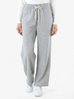 Solada Pantaloni da donna in felpa a gamba larga con coulisse - grigio