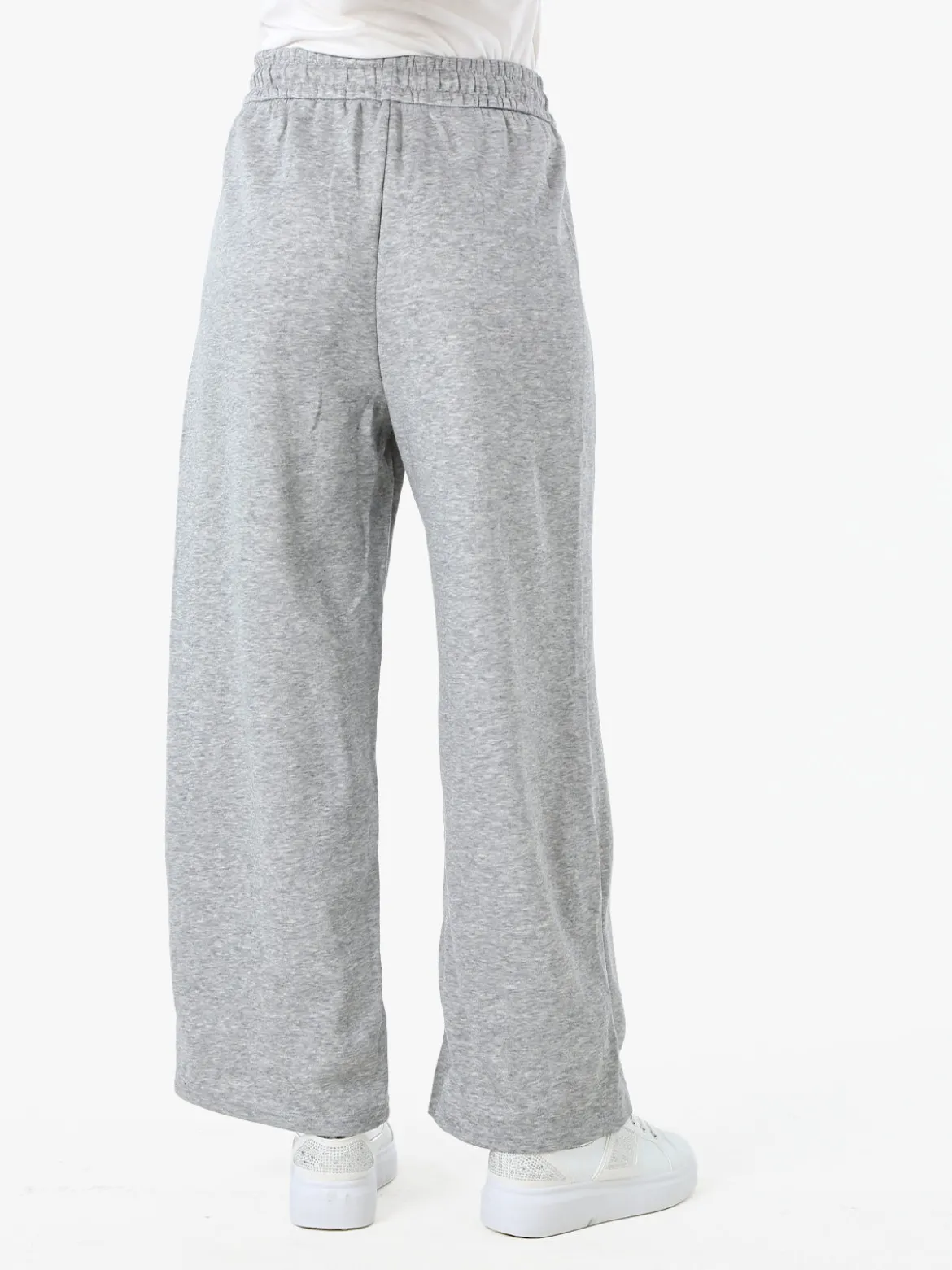 Solada Pantaloni da donna in felpa a gamba larga con coulisse - grigio