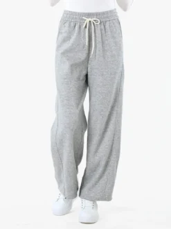 Solada Pantaloni da donna in felpa a gamba larga con coulisse - grigio