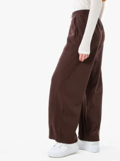 Solada Pantaloni da donna in felpa a gamba larga con coulisse - moro