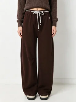 Solada Pantaloni da donna in felpa con elastico in vita - moro