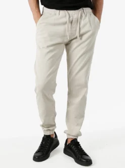 Solada Pantaloni da uomo in cotone con coulisse ed elastico sul finale - beige