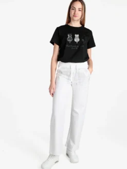 Solada Pantaloni donna a gamba larga con borchie e coulisse