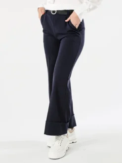 Solada Pantaloni donna a gamba larga con cintura - blu scuro