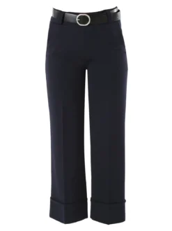 Solada Pantaloni donna a gamba larga con cintura - blu scuro