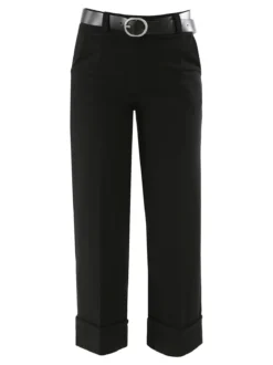 Solada Pantaloni donna a gamba larga con cintura - nero