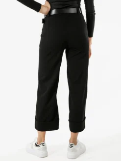 Solada Pantaloni donna a gamba larga con cintura - nero