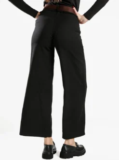 Solada Pantaloni donna a gamba larga con cintura scamosciata - nero