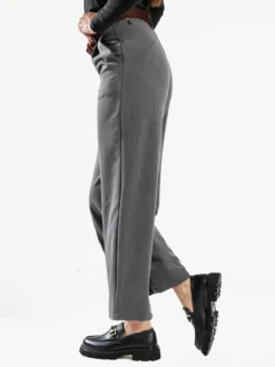 Solada Pantaloni donna a gamba larga con cintura scamosciata - grigio