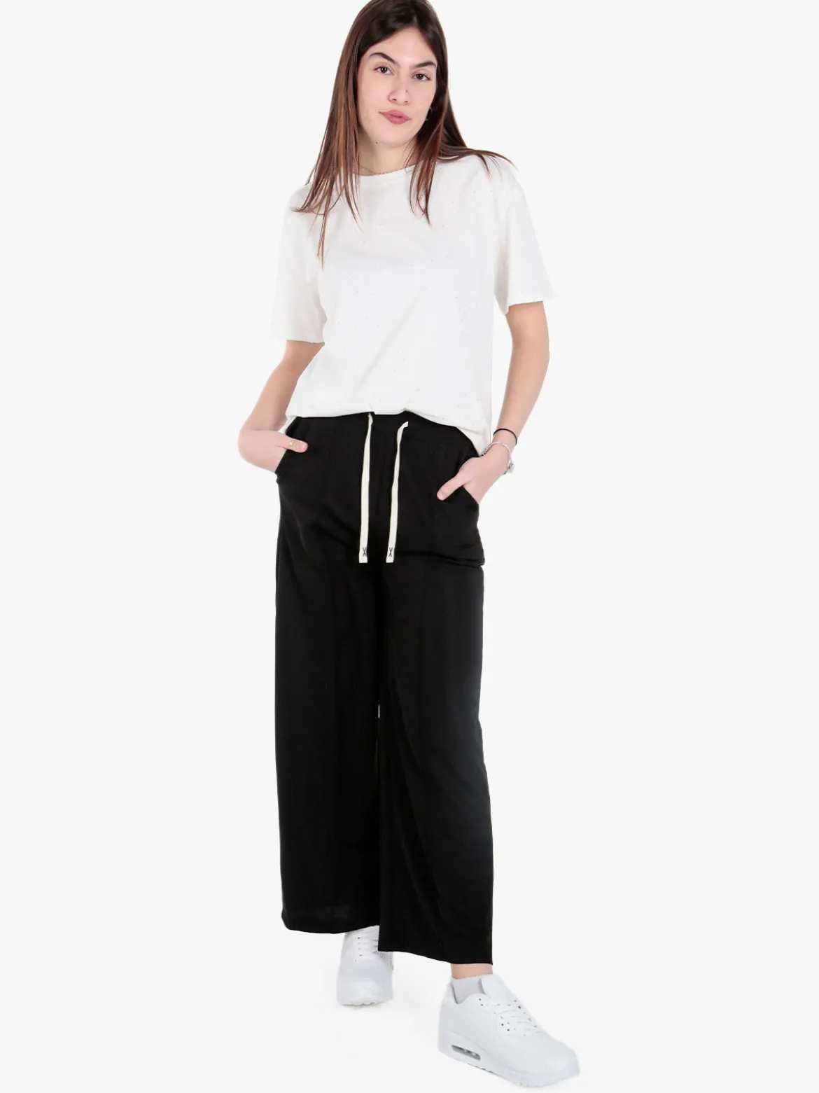 Solada Pantaloni donna a gamba larga con coulisse