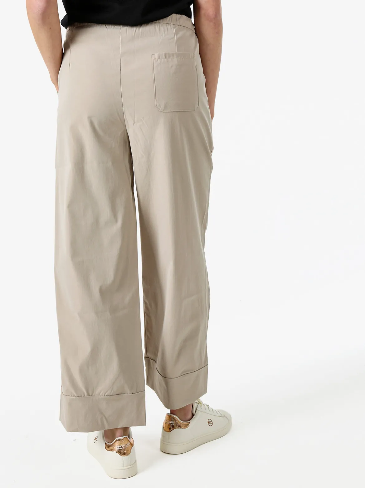 Solada Pantaloni donna a gamba larga con coulisse - beige