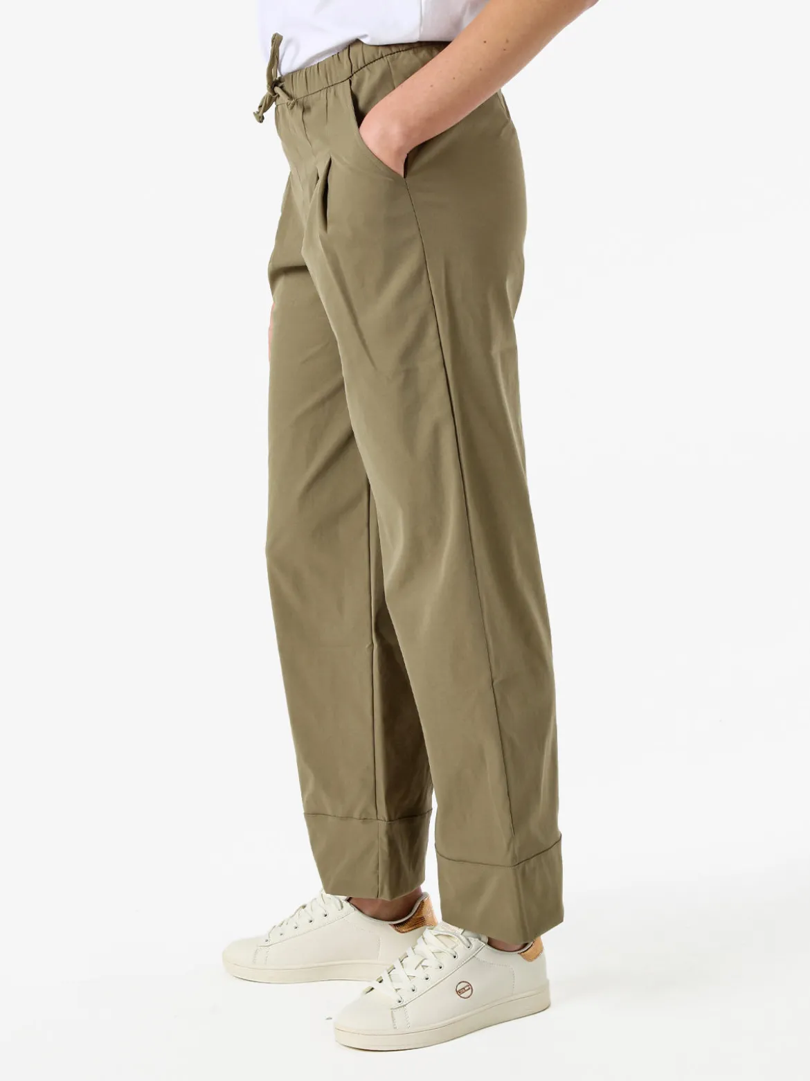 Solada Pantaloni donna a gamba larga con coulisse - militare
