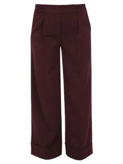 Solada Pantaloni donna a gamba larga con risvolto - bordeaux