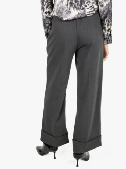 Solada Pantaloni donna a gamba larga con risvolto - grigio scuro