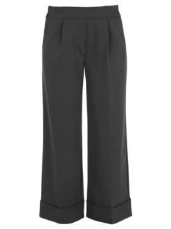 Solada Pantaloni donna a gamba larga con risvolto - grigio scuro