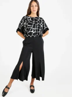 Solada Pantaloni donna a gamba larga con spacco centrale