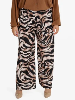 Solada Pantaloni donna a gamba larga con stampa fantasia - khaki