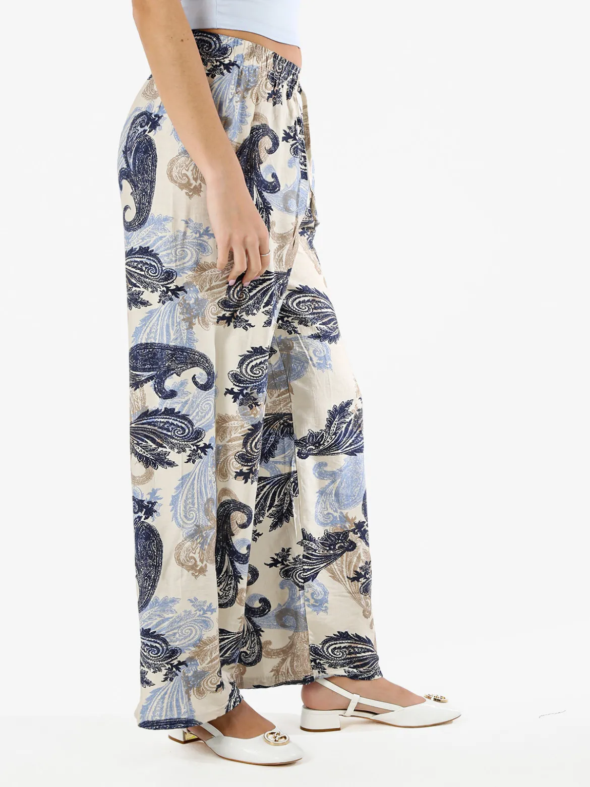 Solada Pantaloni donna a gamba larga con stampe - blu scuro