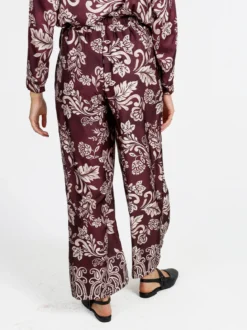 Solada Pantaloni donna a gamba larga con stampe - bordeaux