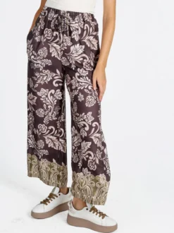 Solada Pantaloni donna a gamba larga con stampe - marrone