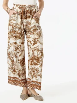 Solada Pantaloni donna a gamba larga con stampe - marrone