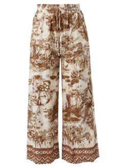 Solada Pantaloni donna a gamba larga con stampe - marrone
