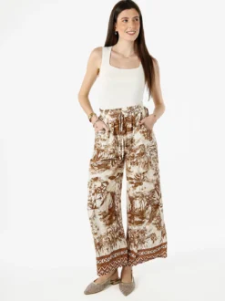 Solada Pantaloni donna a gamba larga con stampe - marrone