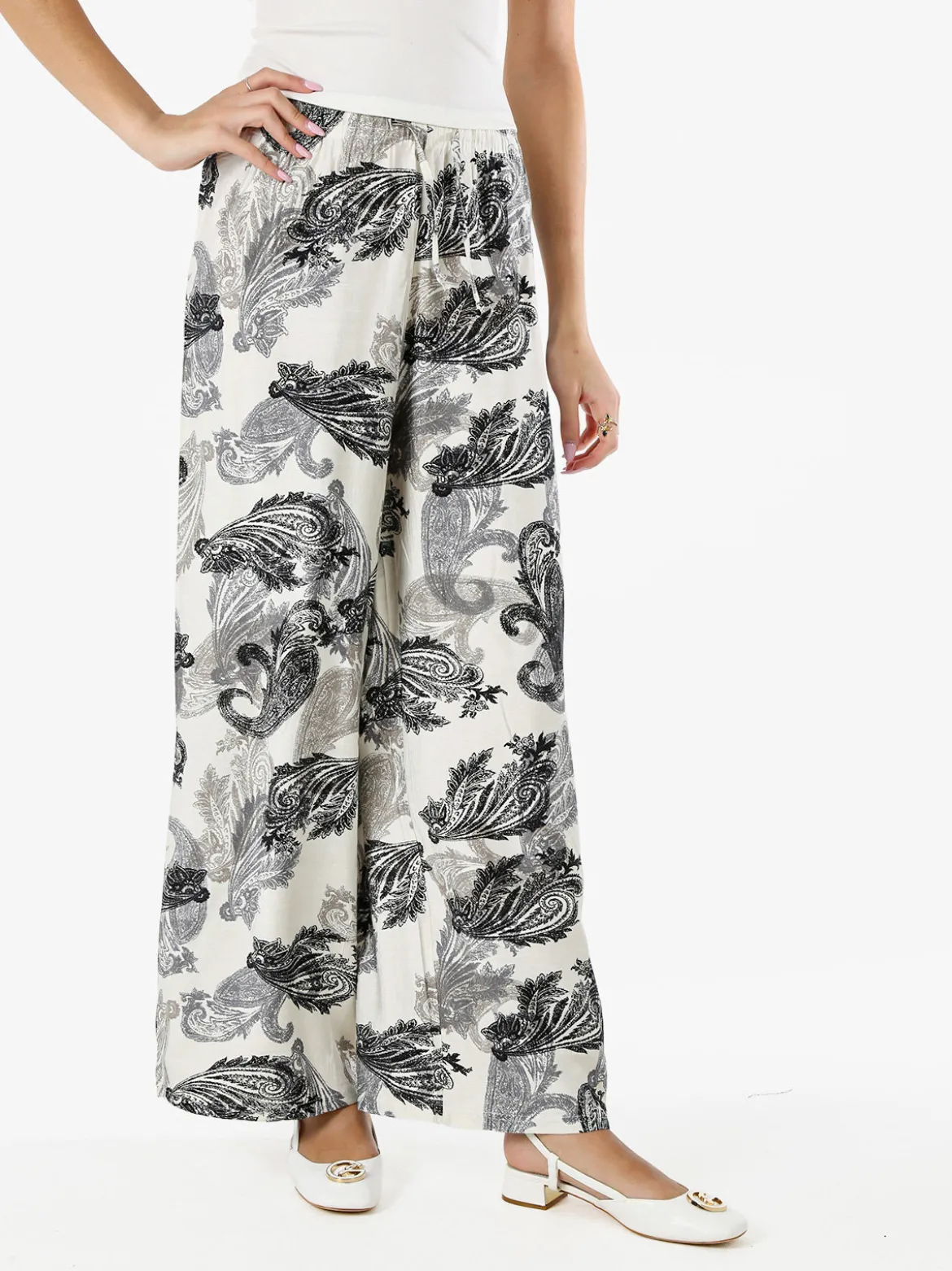 Solada Pantaloni donna a gamba larga con stampe - nero