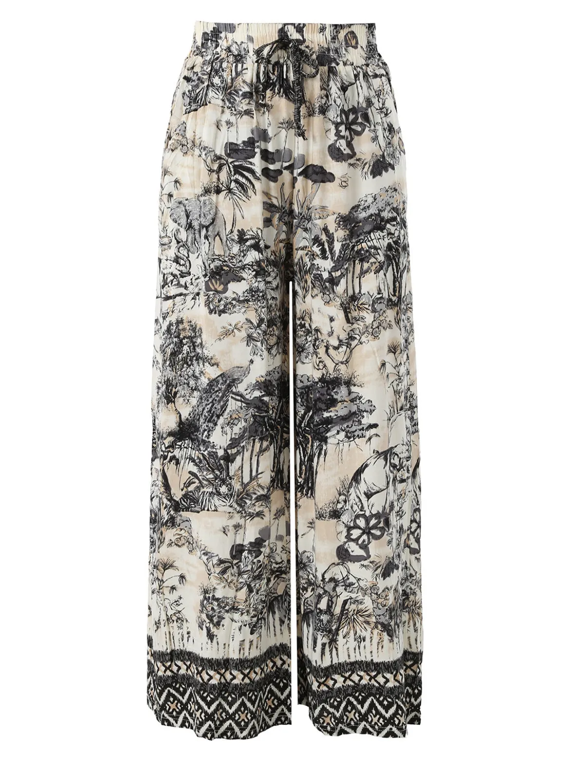 Solada Pantaloni donna a gamba larga con stampe - nero
