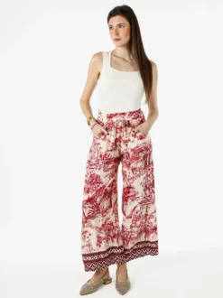 Solada Pantaloni donna a gamba larga con stampe - rosso