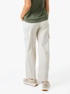 Solada Pantaloni donna a gamba larga con tasconi laterali e coulisse - beige