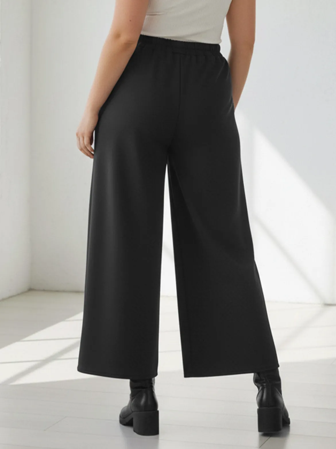 Solada Pantaloni donna a gamba larga taglie forti - nero