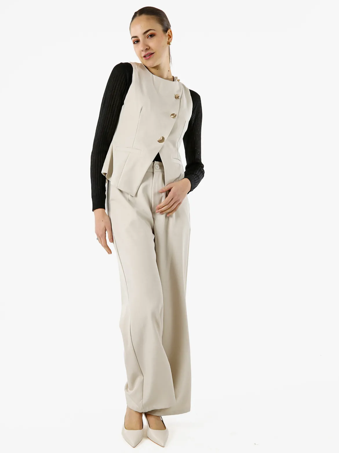 Solada Pantaloni donna a palazzo - beige