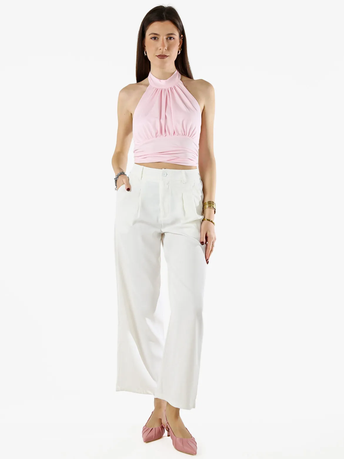 Solada Pantaloni donna a palazzo - bianco