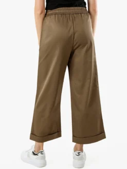 Solada Pantaloni donna a palazzo con risvolto - fango