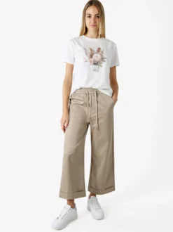 Solada Pantaloni donna a palazzo con risvolto - khaki