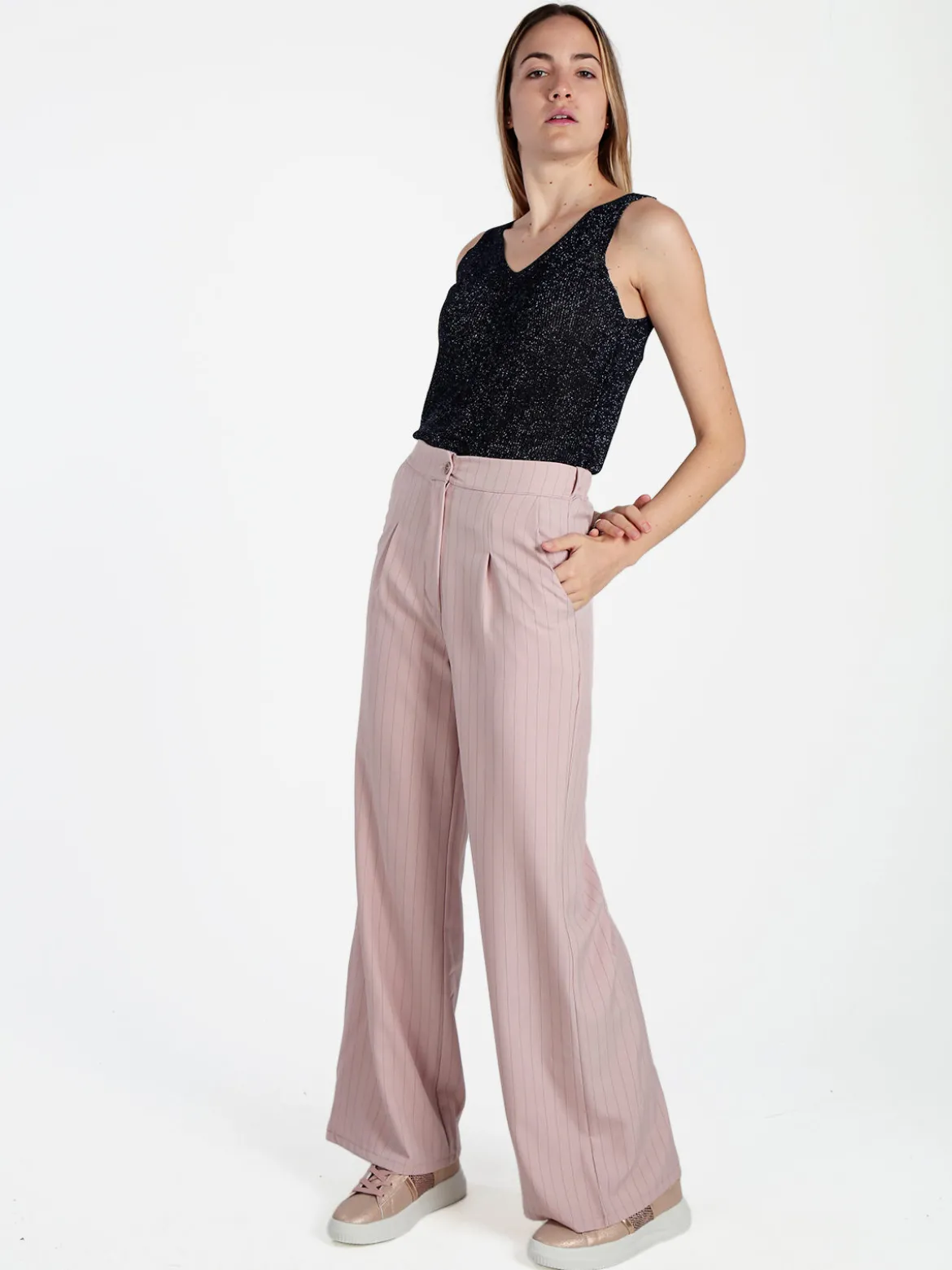 Solada Pantaloni donna a palazzo gessati