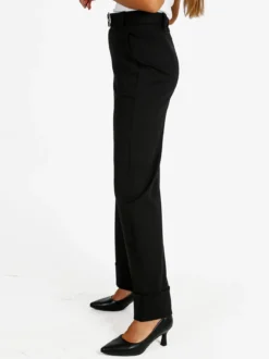 Solada Pantaloni donna a vita alta con cintura - nero