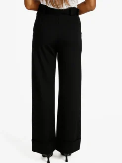Solada Pantaloni donna a vita alta con cintura - nero