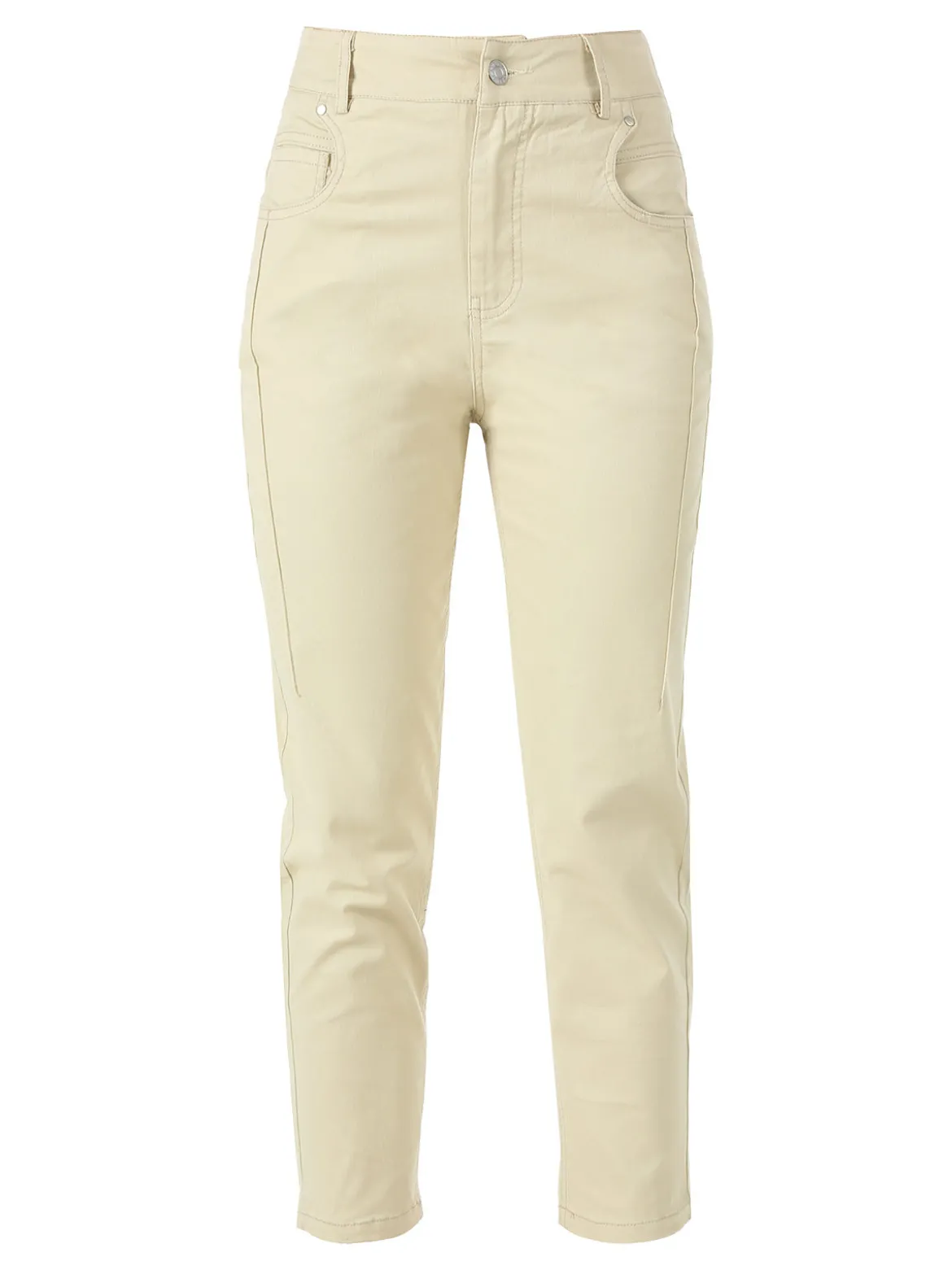 Solada Pantaloni donna a vita alta in misto cotone - beige