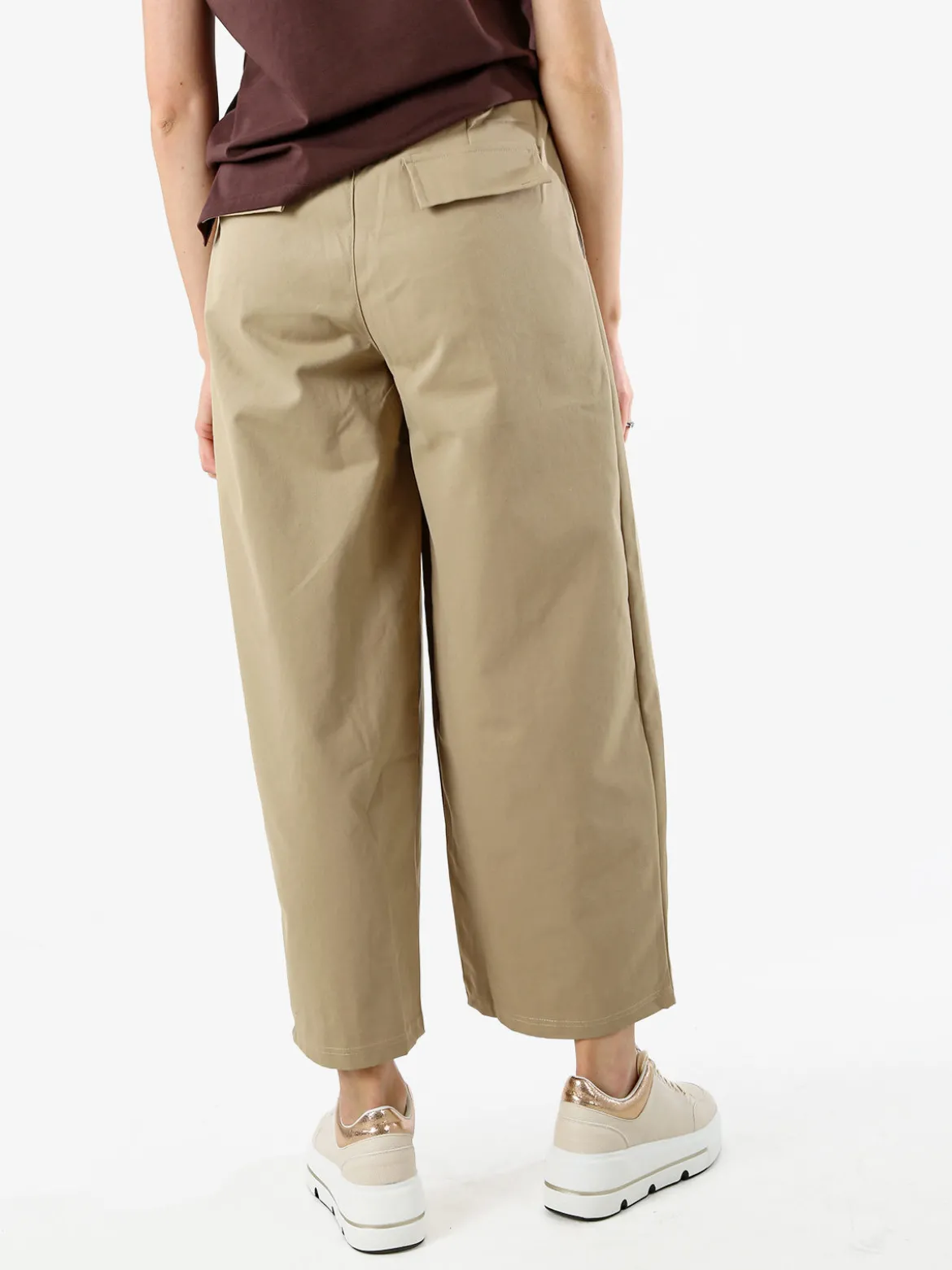 Solada Pantaloni donna barrell cropped - khaki