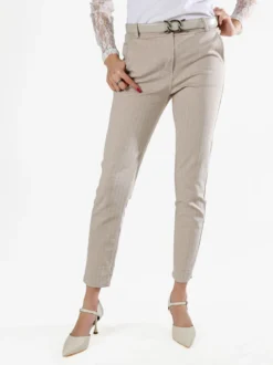 Solada Pantaloni donna capri con cintura - beige