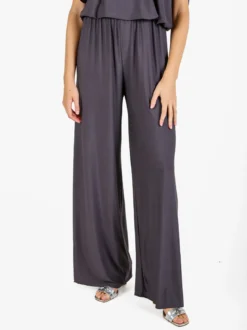 Solada Pantaloni donna con elastico in vita a gamba larga - grigio