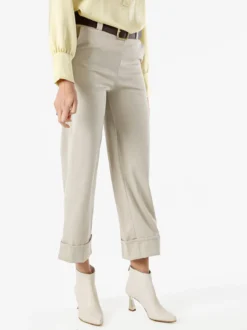Solada Pantaloni donna cropp a gamba larga con stampa texture - beige