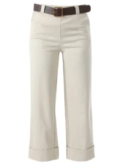 Solada Pantaloni donna cropp a gamba larga con stampa texture - beige