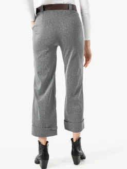 Solada Pantaloni donna cropp a gamba larga con stampa texture - grigio