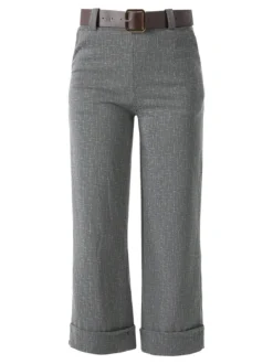 Solada Pantaloni donna cropp a gamba larga con stampa texture - grigio