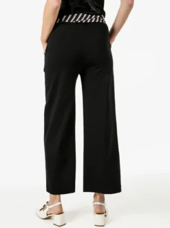 Solada Pantaloni donna cropped a gamba larga con cintura a foulard - nero