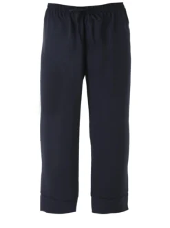 Solada Pantaloni donna cropped a gamba larga con coulisse - blu scuro