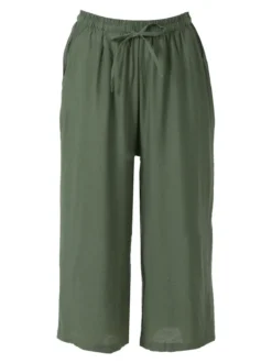 Solada Pantaloni donna cropped a gamba larga con coulisse - militare